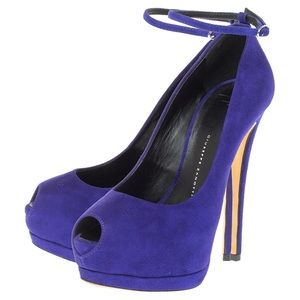 ISO: Giuseppe blue Suede, peep toe heels